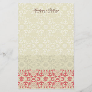 Damask Swirls Snöre Spice Tack Stationery Brevpapper