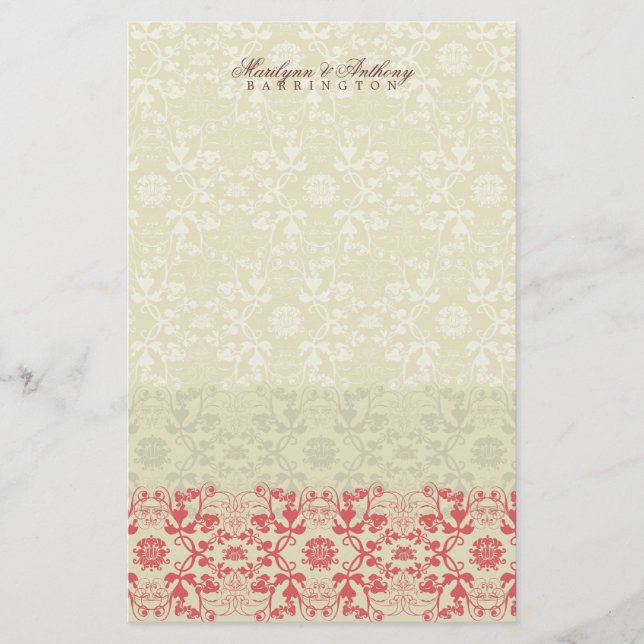 Damask Swirls Snöre Spice Tack Stationery Brevpapper (Framsida)