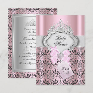 Damask & Tiara Prinsessa Baby Shower Inbjudan