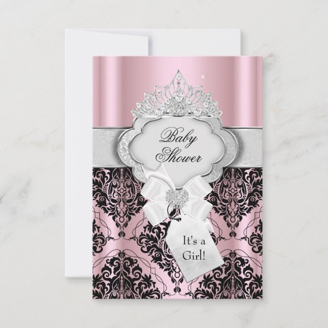 Damask & Tiara Prinsessa Bebis Bjudning Inbjudningar (Framsida)