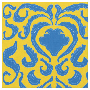 Damask Ukraina Energizing Gult Freedom Blue Tyg