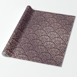 Damask Violet Lila Grape Plum Guld Metall Bride Presentpapper