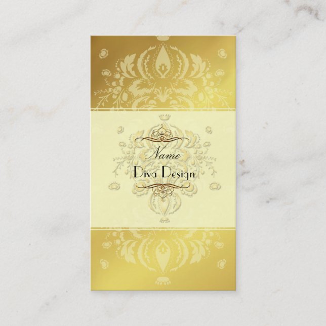 Damask Visitingkort guld ton i ton Visitkort (Framsida)