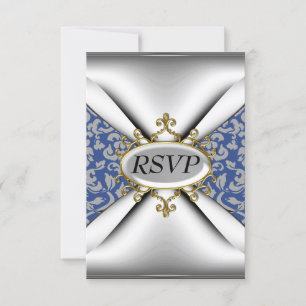Damask Vit Födelsedagsfirande RSVP OSA Kort