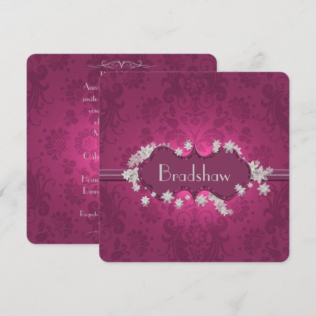 Damask Vow Renewal Ceremony Inbjudningar (Fram/baksida)