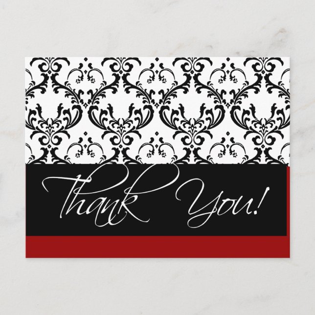 Damask Wedcards Tack Postcards Red Vykort (Framsida)
