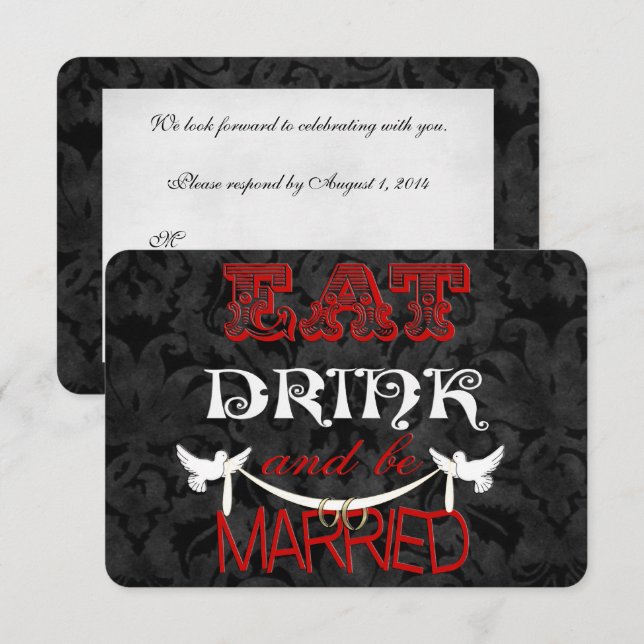 Damask Wedding OSA Inbjudningar (Fram/baksida)