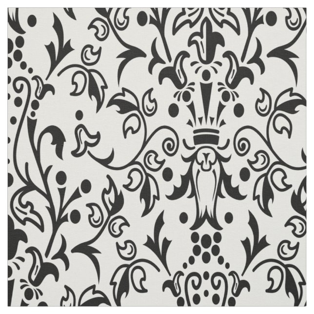 Damask White & Black Tyg (Provkarta)