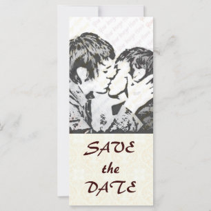Damask White BRÖLLOP Spara-the-Date