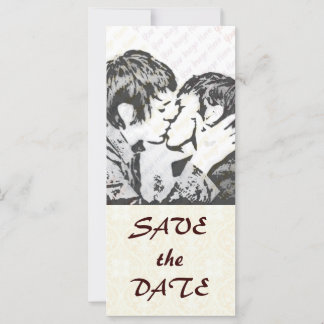 Damask White BRÖLLOP Spara-the-Date