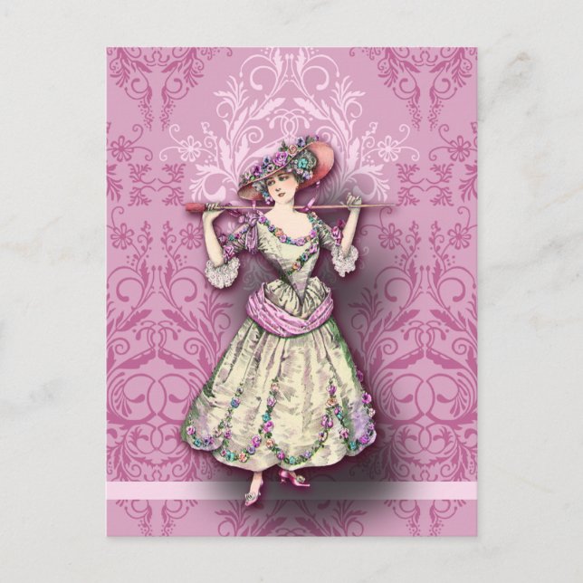 Damask Wildblommor, MARIE ROSETTE Vykort (Framsida)