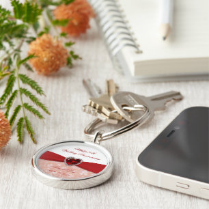 Damaskens 40-årsdag Bröllop Rund Silverfärgad Nyckelring