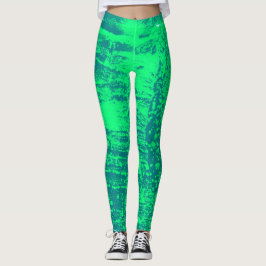 Damasker för aqua- och limefruktvaxstruktur leggings