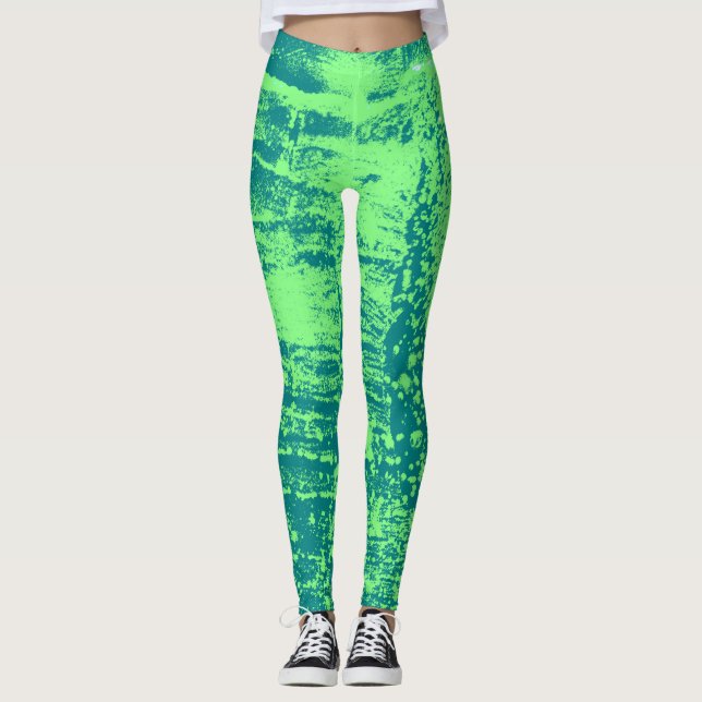 Damasker för aqua- och limefruktvaxstruktur leggings (Framsida)