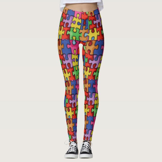 Damasker för Autismmedvetenhetanpassningsbar Leggings (Framsida)
