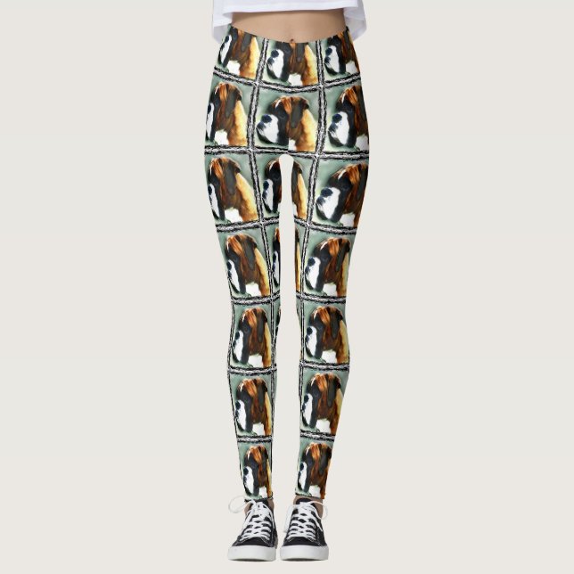 Damasker för boxarehundkonst leggings (Framsida)