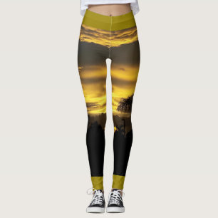 DAMASKER FÖR DESIGN FÖR CHO-SKYMNINGSOL LEGGINGS