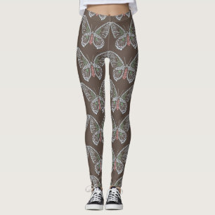 Damasker för fjärilsRhinestonedesign Leggings
