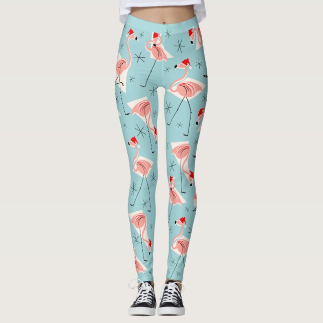 Damasker för FlamingoSantas blått Leggings (Framsida)