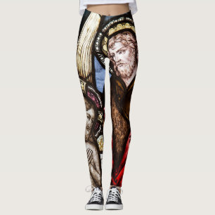 Damasker för fönster för dopmålat glasskyrka leggings