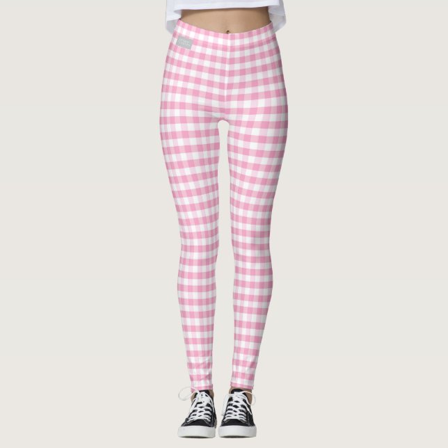 Damasker för Gingham för SERESHKI-SAMLING rosa Leggings (Framsida)