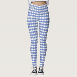 Damasker för Gingham för SERESHKI-SAMLINGSblått Leggings