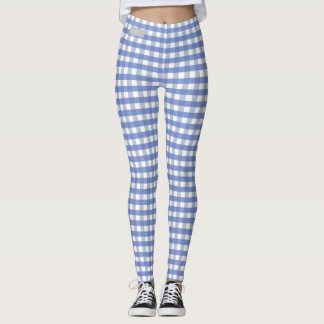Damasker för Gingham för SERESHKI-SAMLINGSblått Leggings