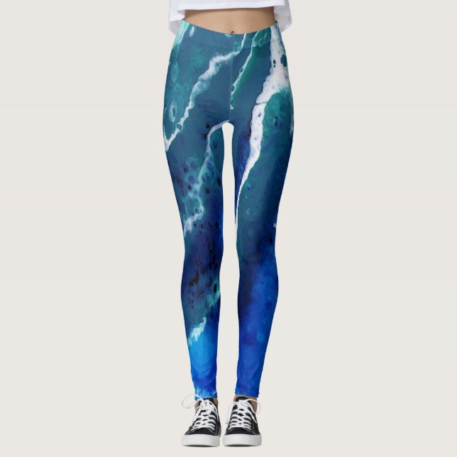 Damasker för havTideabstrakt Leggings (Framsida)