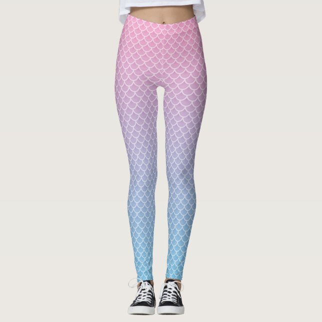 Damasker för Kawaii Ombre sjöjungfrumönster Leggings (Framsida)