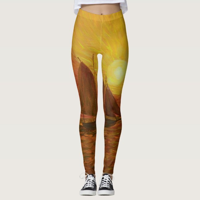 Damasker för Key West solnedgångsegling Leggings (Framsida)