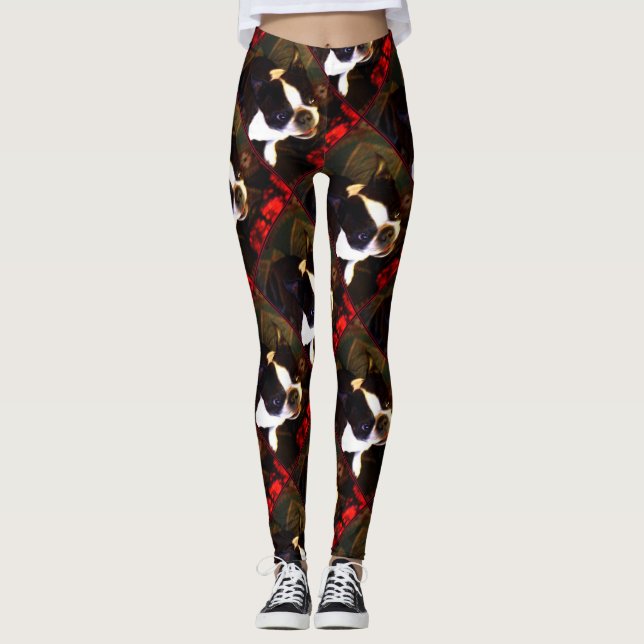 Damasker för konst för Boston Terrierhund Leggings (Framsida)