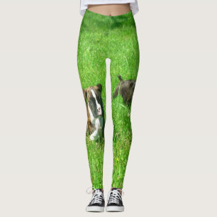Damasker för konst för boxarehundar grön leggings