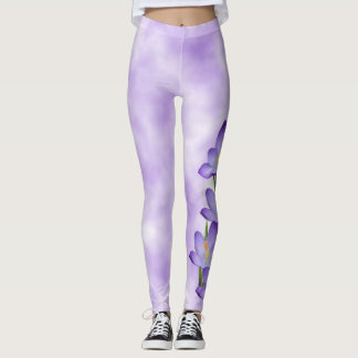 Damasker för lavendelkrokusblomma leggings