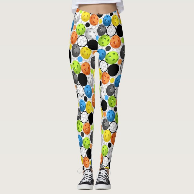 damasker för Mång--färg Pickleball mönster Leggings (Framsida)