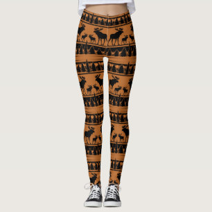Damasker för mönster för älg för svart pläd leggings