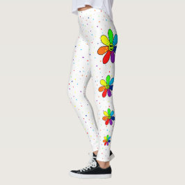 Damasker för regnbågeblommasida leggings
