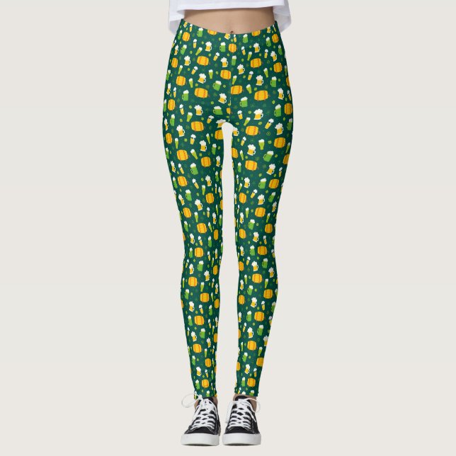 Damasker för saint patrick's dayöltryck leggings (Framsida)