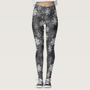 Damasker för Snowflakemönstertryck, grått Leggings