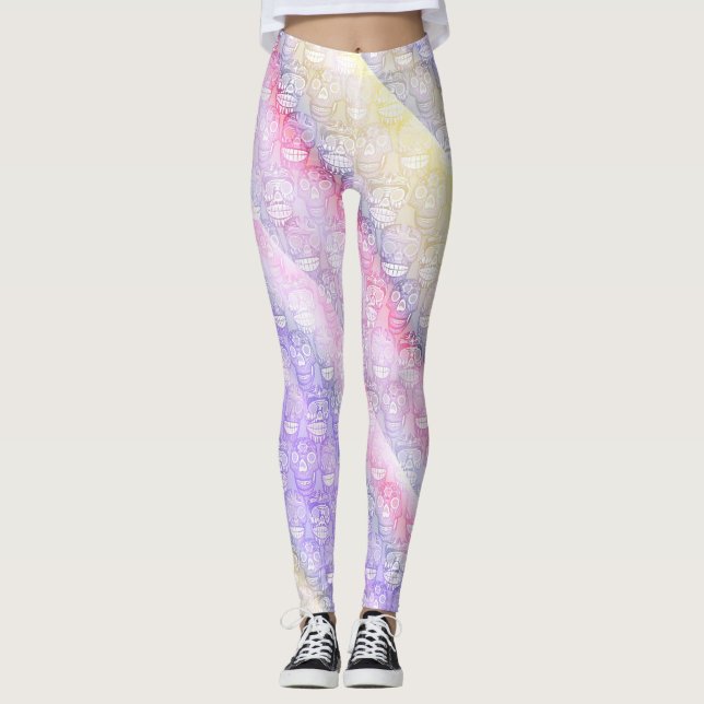 Damasker för sockerdöskallarpastell leggings (Framsida)