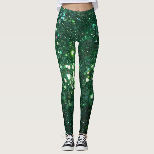 Damasker för tryck för glitter för grönt för leggings (Framsida)