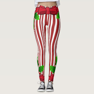 Damasker för tryck för julpilbåge- & järnekcan leggings