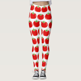 Damasker för tryck för roligt rött tomatmönste leggings