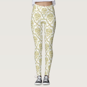 Damasker för tryck för snöre för vintageelfenb leggings