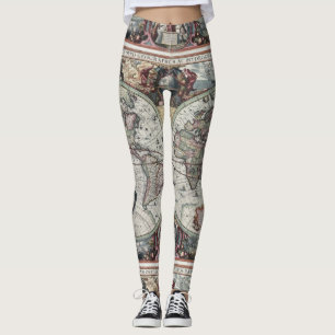 Damasker för vintagevärldskarta leggings