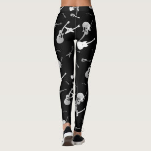 Damasker för vit för gitarrstensvart leggings