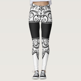damasker för vit för snörebootysvart lacy leggings