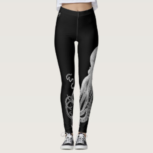 Damasker för vitbläckfisksvart leggings