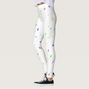 Damasker för vitMardi Gras konfettiar Leggings