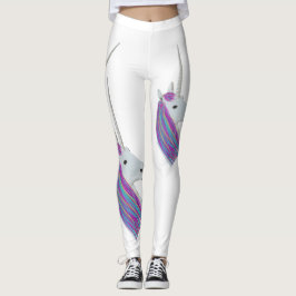 Damasker för vitUnicornregnbåge Leggings