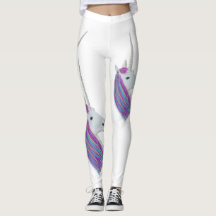 Damasker för vitUnicornregnbåge Leggings